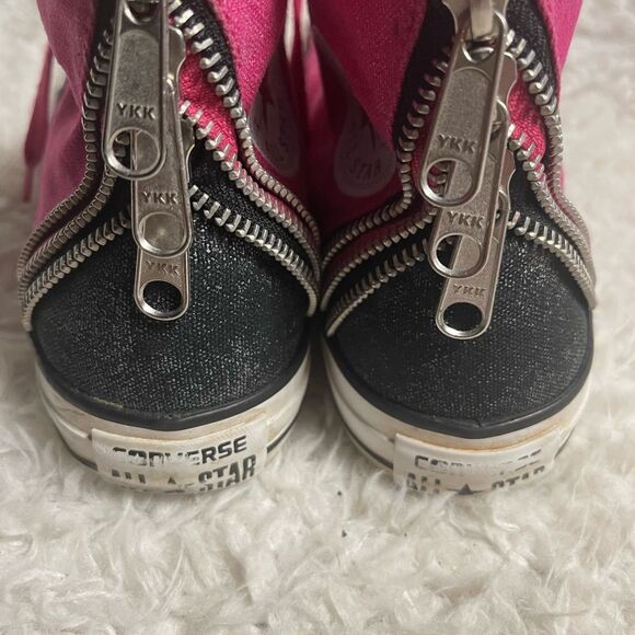 Converse CT All Star Hi Top Tri -Zip hot pink & black sparkly sneakers SZ 7.5 - Picture 6 of 12